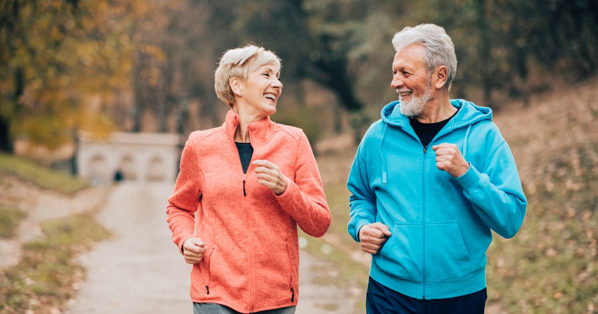 a middle-aged walking exercise