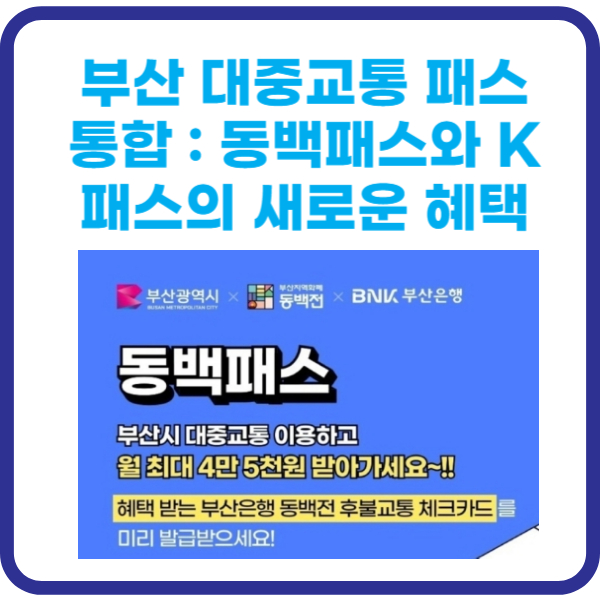 부산 대중교통 패스 통합 : 동백패스와 K패스의 새로운 혜택